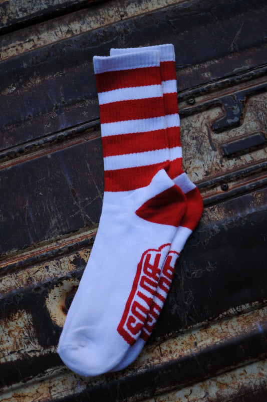 RED & WHITE STRIPED SOCK